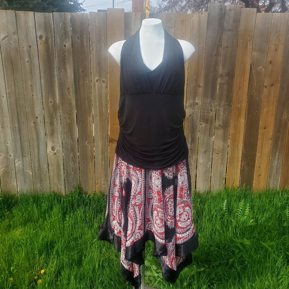 AGB Handkerchief halter-top Dress SZ 20 Plus size Made in USA Vintage